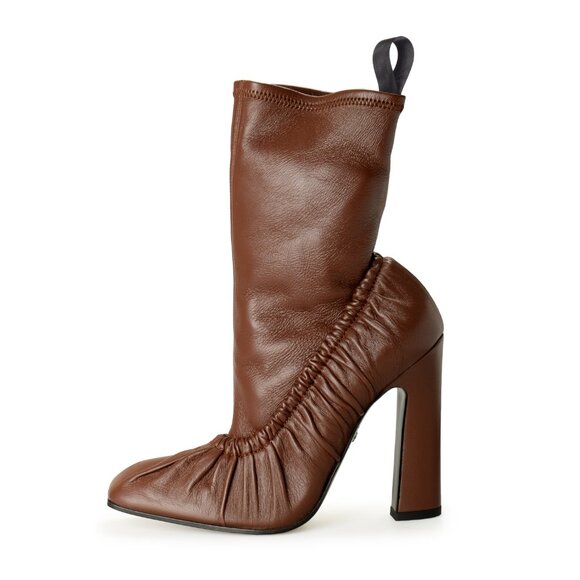 Scuderia Ferrari Women's Chocolate Brown Leather Heeled Booties Shoes US 8 IT 38 - Picture 2 of 8